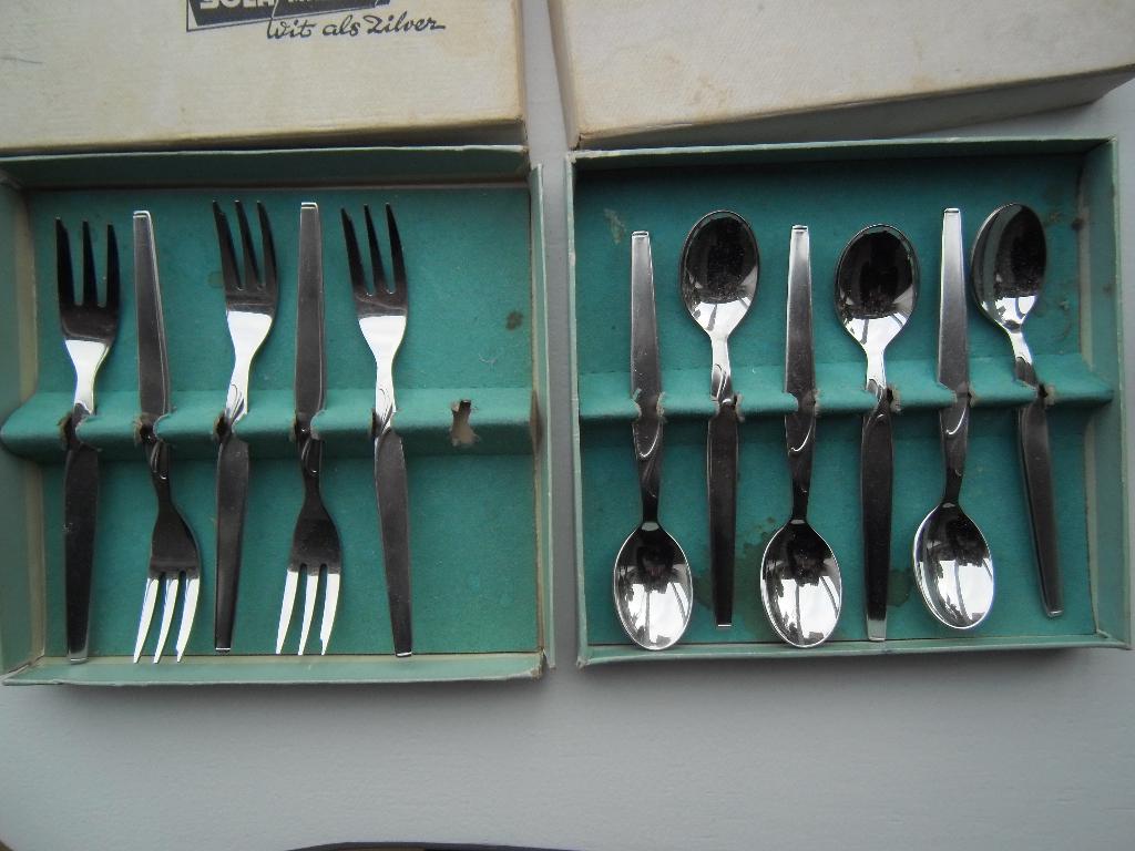 gebaksvorkjes en theelepels Sola gero zilmeta, Antiek en Kunst, Ophalen of Verzenden