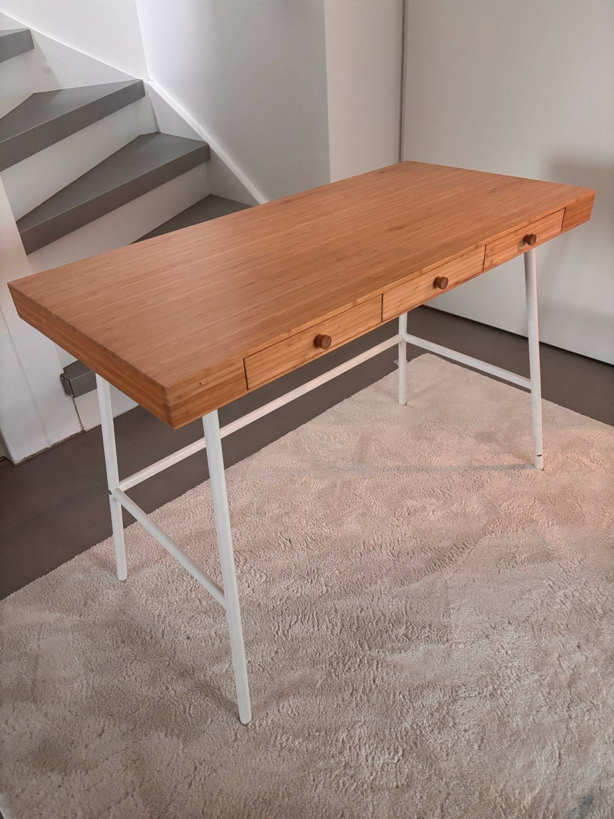 IKEA LILLÅSEN bureau - Bamboe met 3 lades, Ophalen, Scandinavisch, Zo goed als nieuw, IKEA