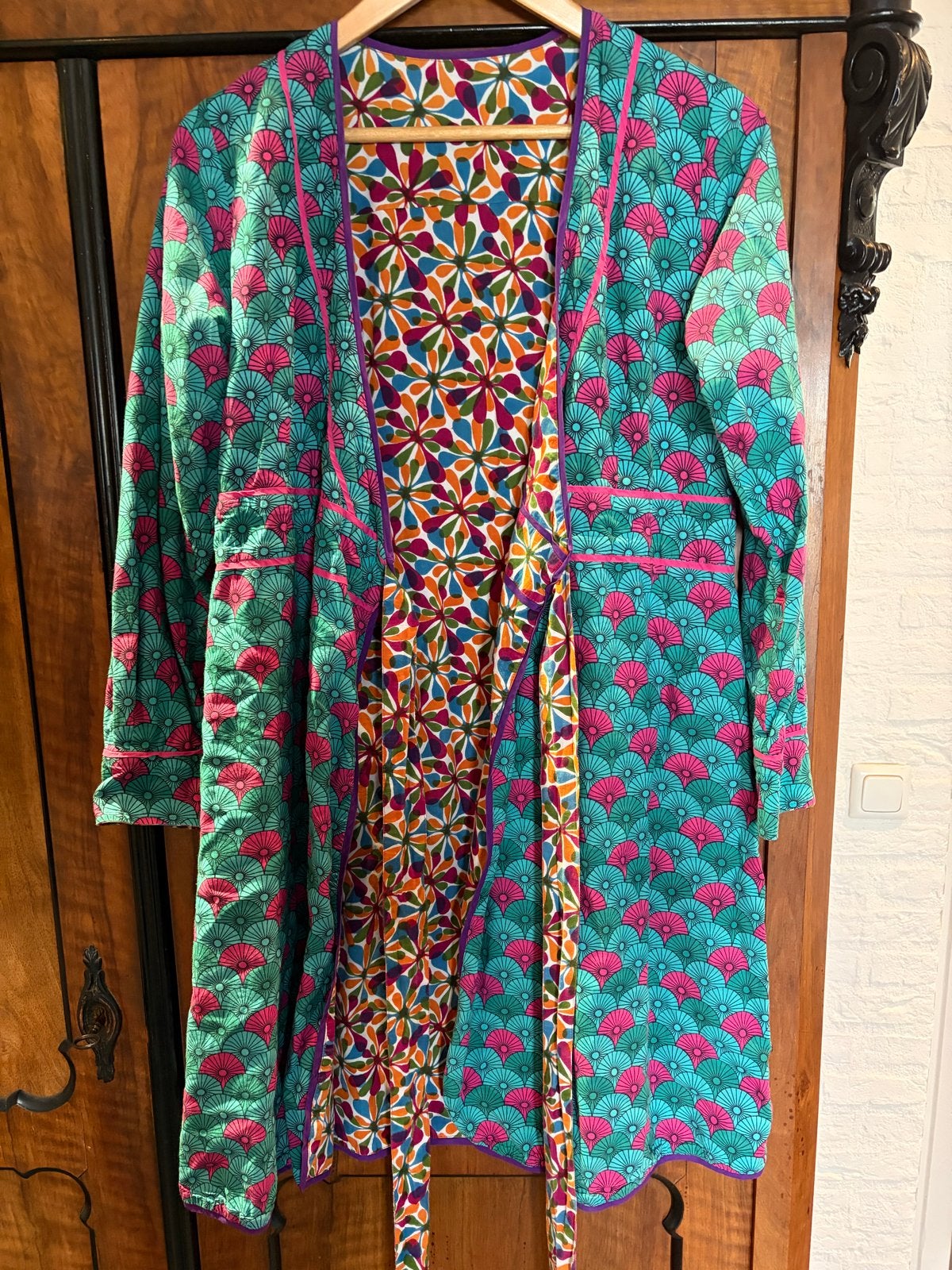 Tantilly kimono/jurk met kleurrijke print maat m, Ophalen of Verzenden, Zo goed als nieuw, Meerkleurig, Knielengte
