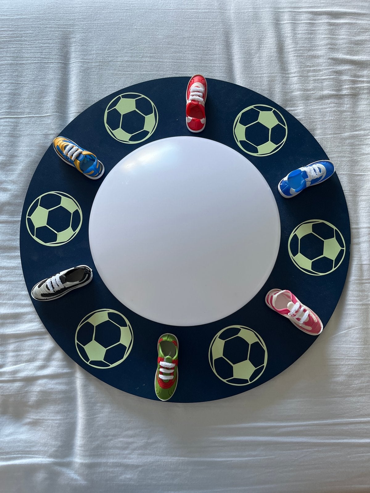 Voetbal plafondlamp voor kinderkamer, Ophalen, Gebruikt, Kunststof, Blauw