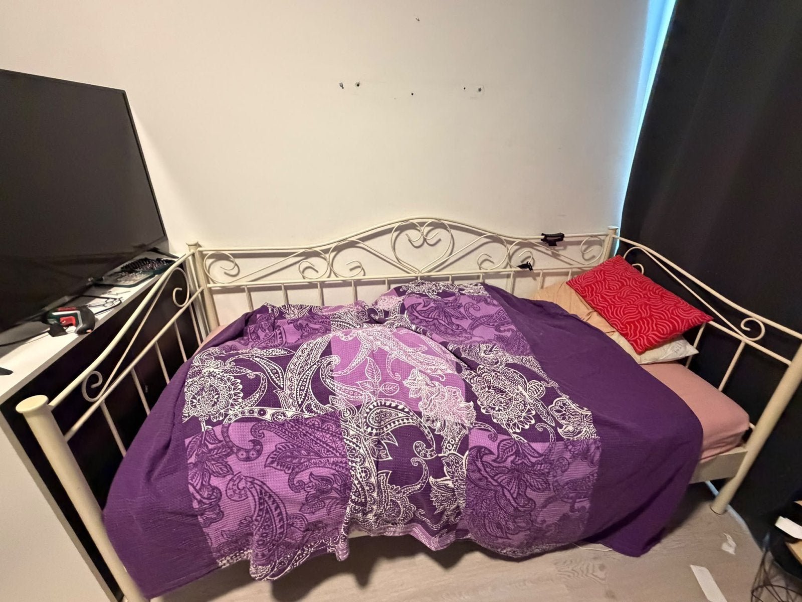 Wit metalen bedframe - Eenpersoons, Huis en Inrichting, Gebruikt, 90 cm, Eenpersoons, Wit