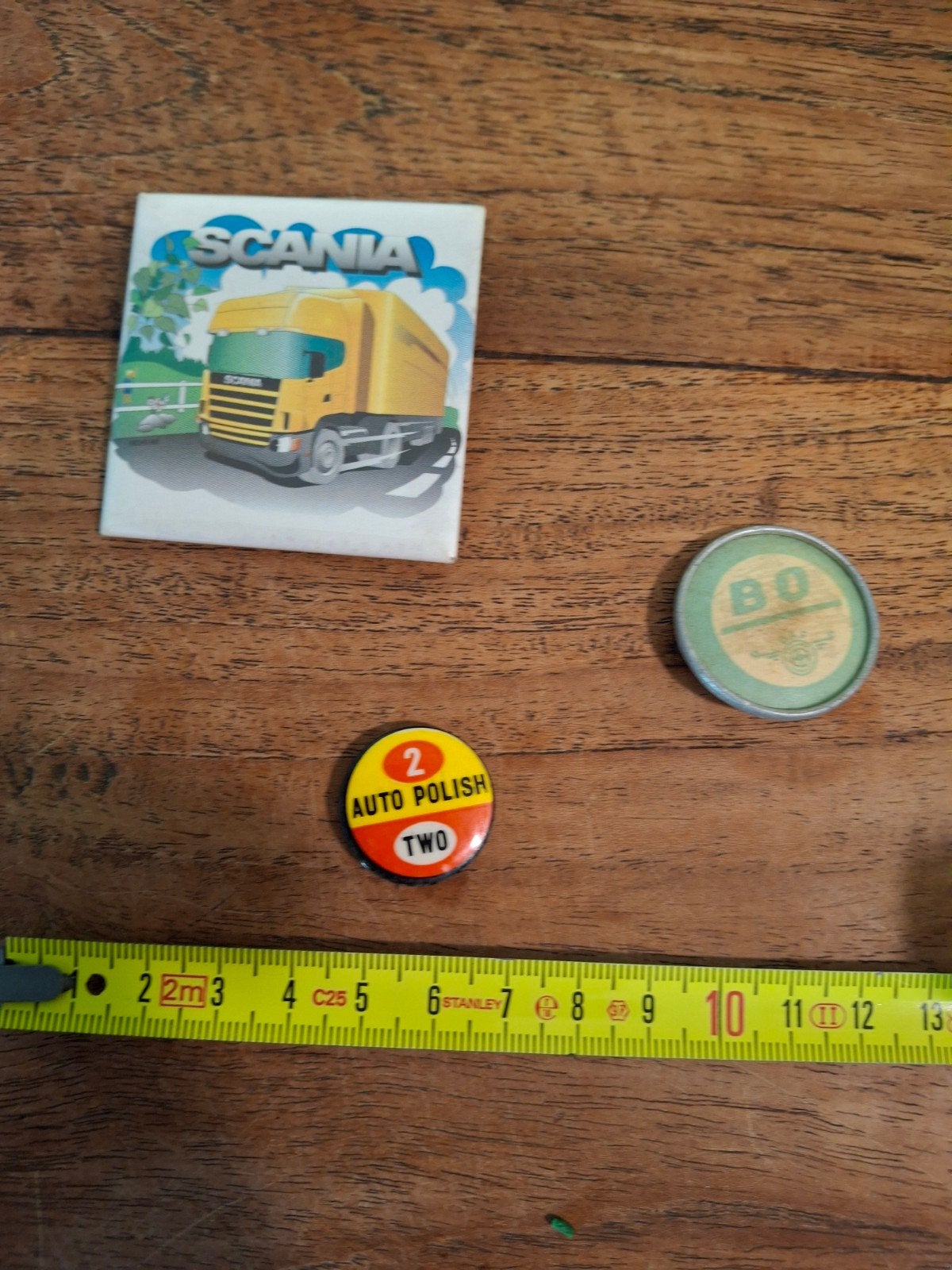 3 Vintage Auto Pins / Buttons - Scania, Auto Polish, BO, Verzamelen, Ophalen of Verzenden, Gebruikt, Transport
