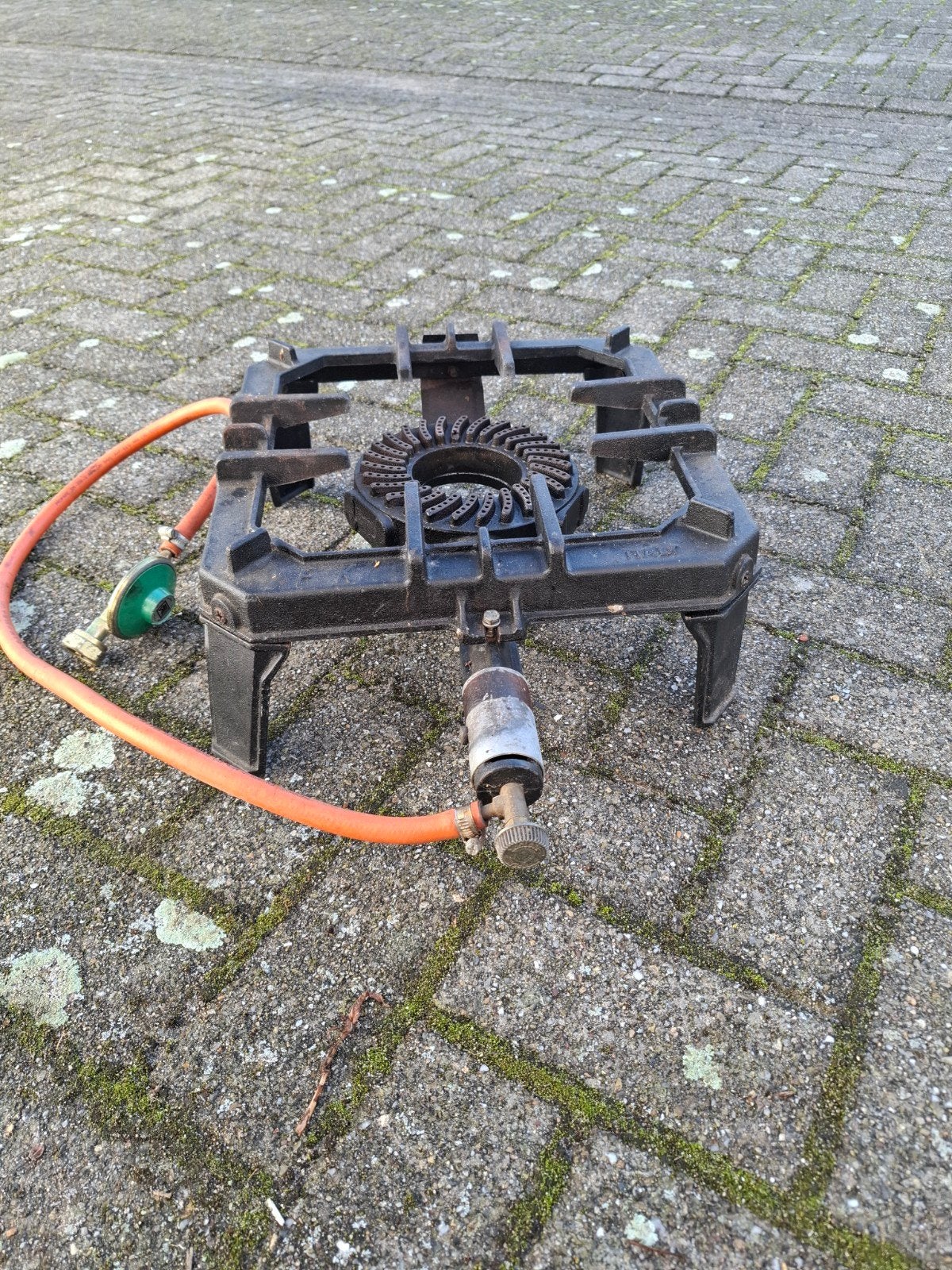 Grote frituurpan op gas met brander en toebehoren, Witgoed en Apparatuur, 4 liter of meer, Ophalen of Verzenden, Gebruikt