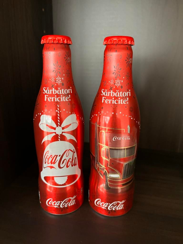 Coca Cola flesjes Roemenië Kerst aluminium, Ophalen of Verzenden, Zo goed als nieuw, Verpakking