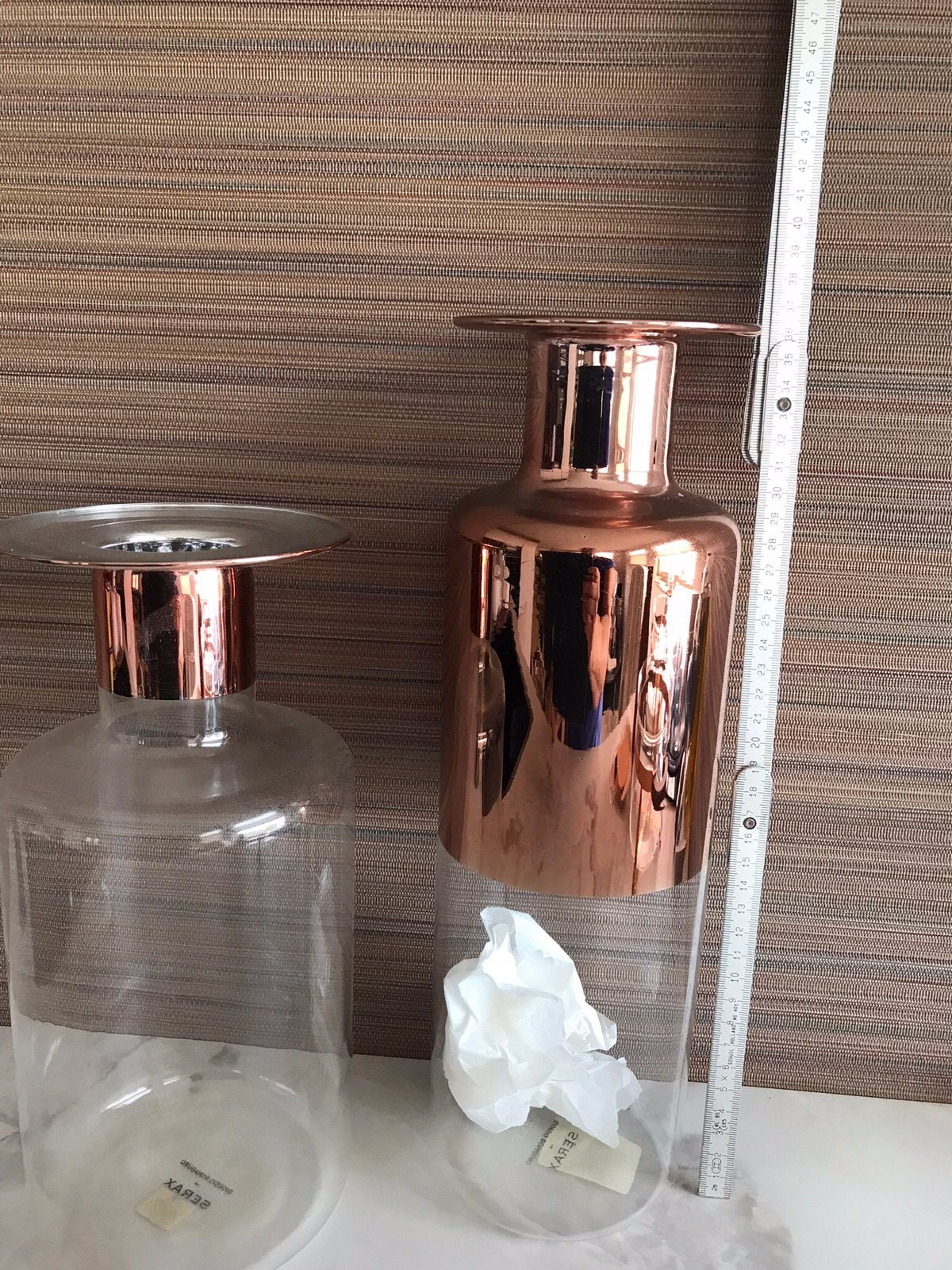 2 mooie vazen, nieuw Serax rosegoud, Ophalen, Nieuw, Glas