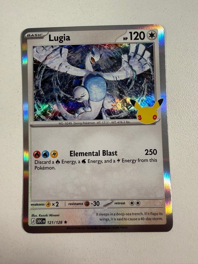 121/128 Lugia 30th Celebration Pokemon Kaart, Ophalen of Verzenden, Nieuw, Losse kaart