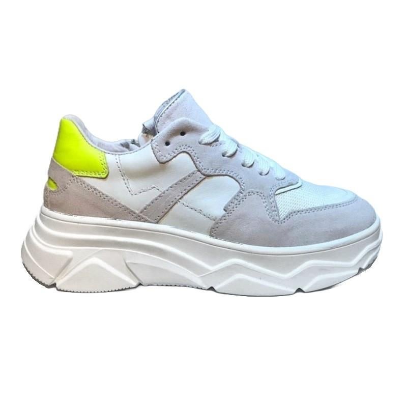 JOPPER maat 28 lerensneaker/rits wit/geel - gratis verzenden, Elzenweg 19 Waalwijk, JOPPER SHOE STYLE, JOPPER BY HIP, Schoenen