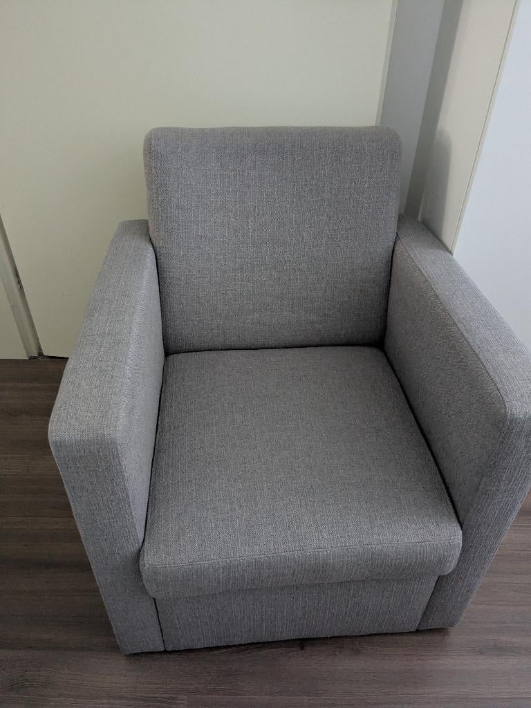 2 x fauteuil lichtgrijs, Huis en Inrichting, Fauteuils, Ophalen, 75 tot 100 cm, 50 tot 75 cm