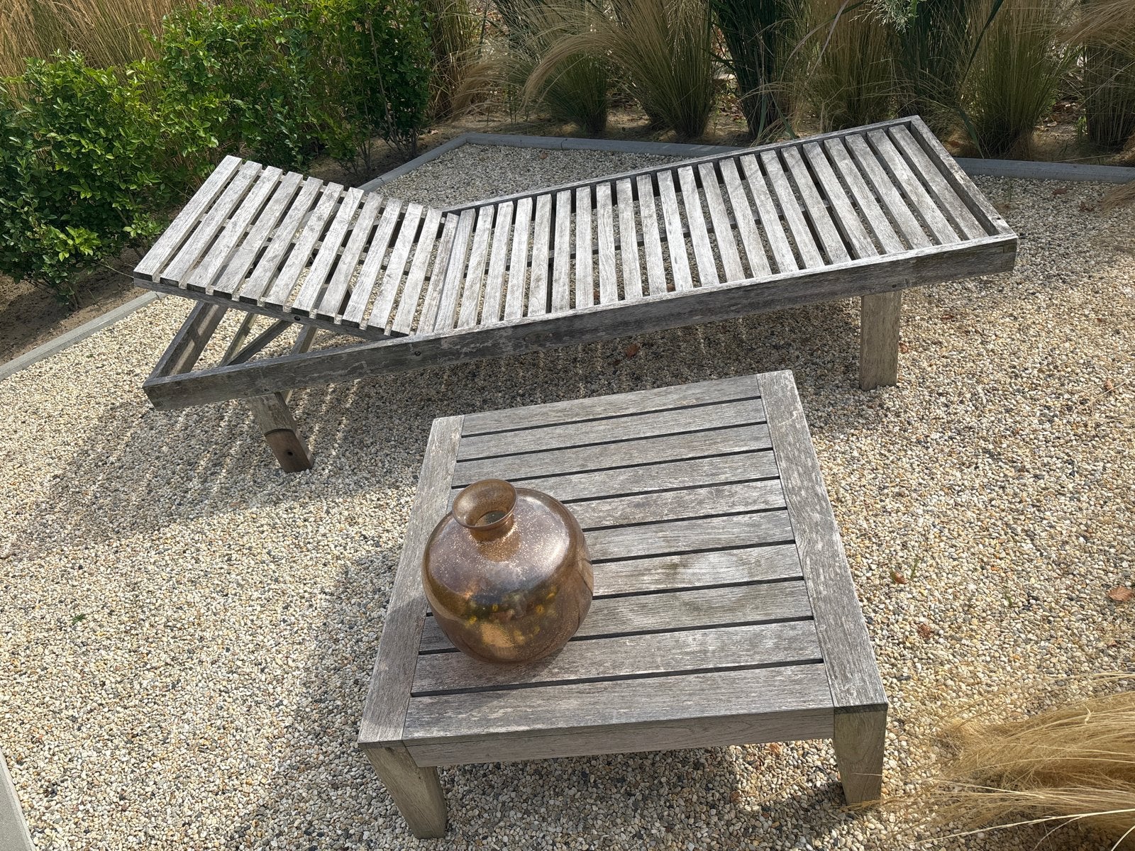 Teakhouten Ligbed - 200x70x34 cm, Tuin en Terras, Ophalen, Gebruikt, Teakhout, Verstelbaar