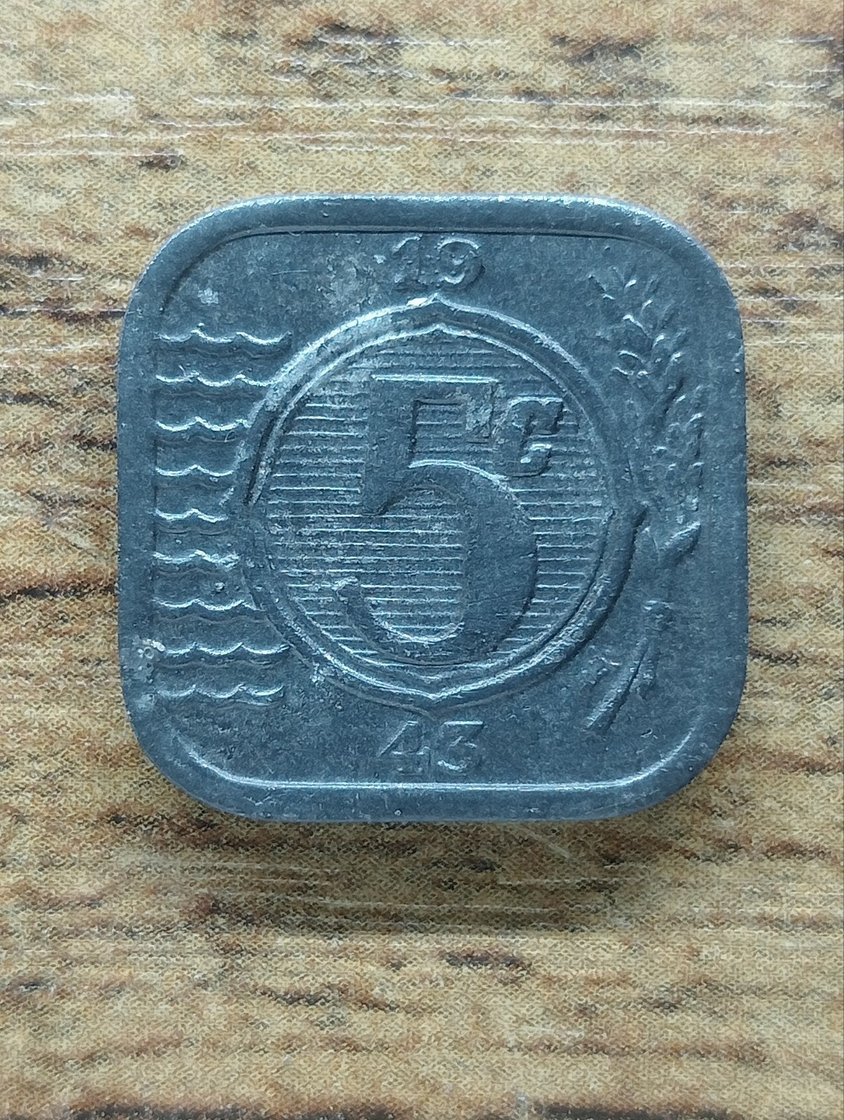 5 cent 1943 zink UNC, Ophalen of Verzenden, Koningin Wilhelmina, 5 cent, Losse munt