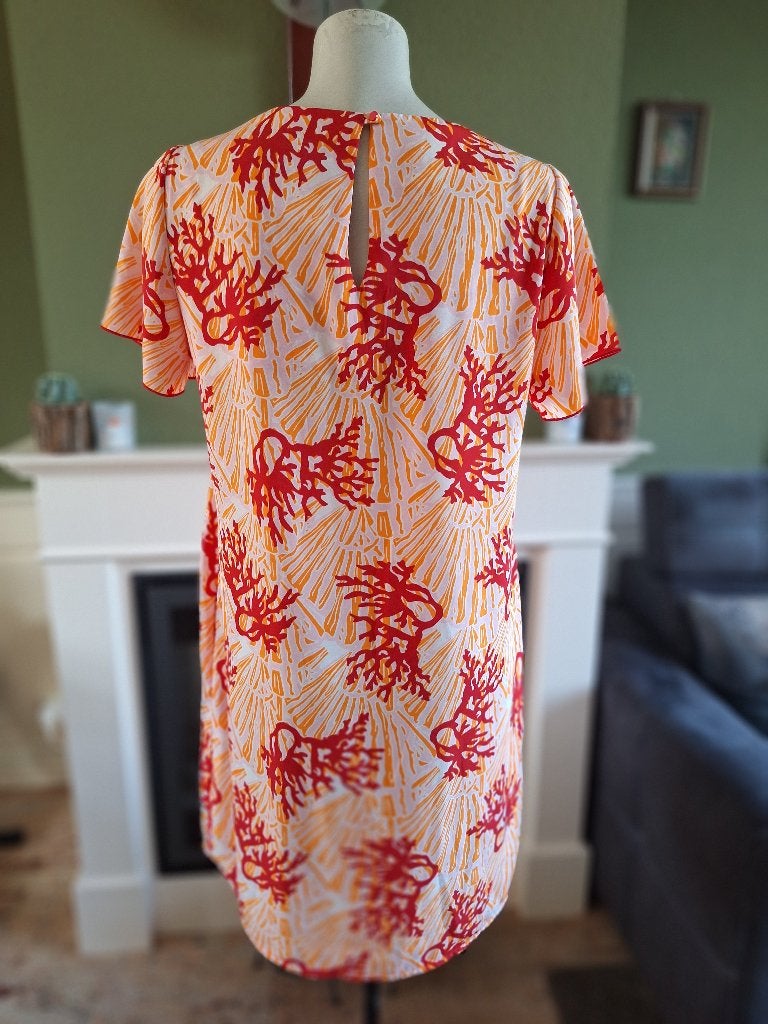 Due Amanti koraal jurk wit oranje roze 3 40 L met zakken, Kleding | Dames, Maat 38/40 (M), Verzenden, Oranje, Zo goed als nieuw