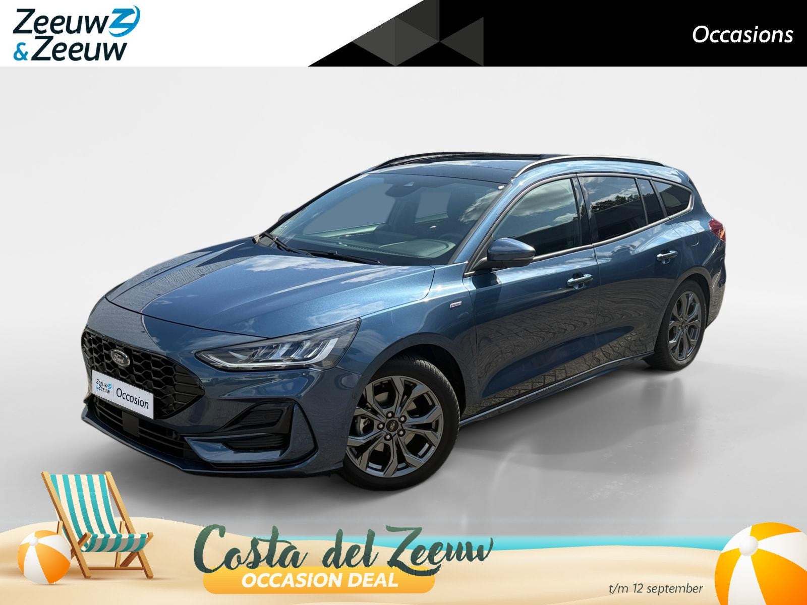Ford Focus Wagon St-Line X | Schuif-kanteldak | Adapt. Cruis, Auto's, 12 maanden, Stof, Blauw, 155 pk