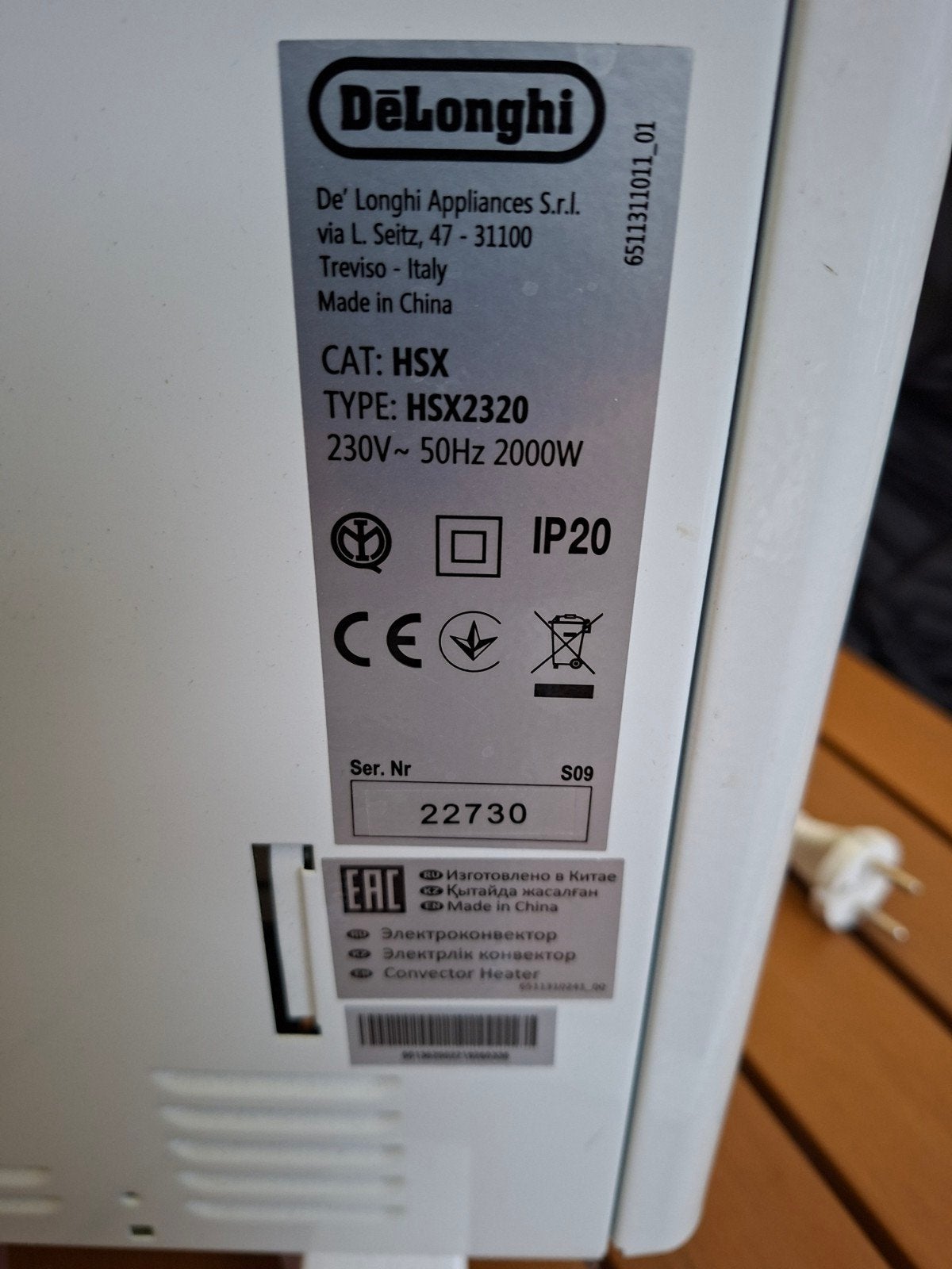 Delonghi HSX2320 kacheltje - 2000W, Ophalen of Verzenden, Gebruikt, 800 watt of meer, Kachel