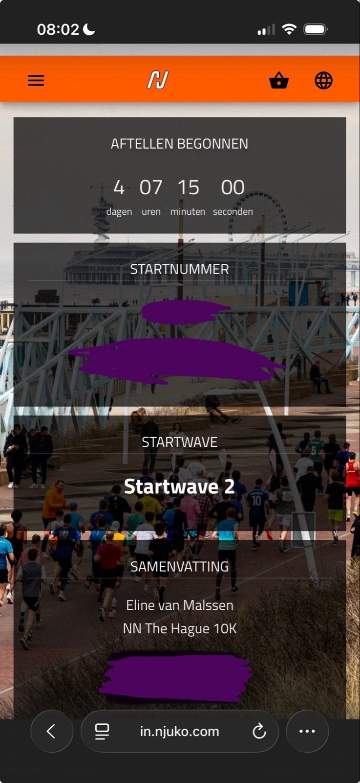 Startbewijs NN Marathon Den Haag 10 km | Startwave 2, Eén persoon