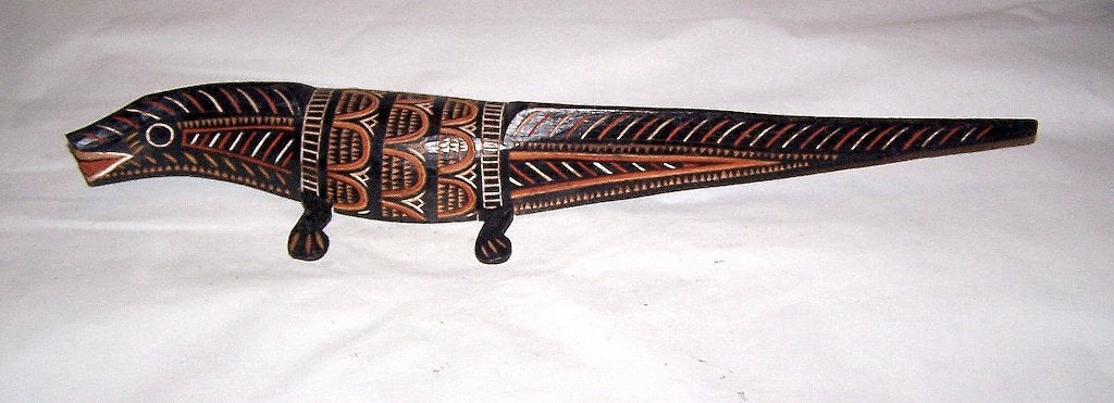 Prachtige handgesneden Afrikaanse houten hagedis/salamander., Afrika, Ophalen of Verzenden, Gesneden, Meerkleurig