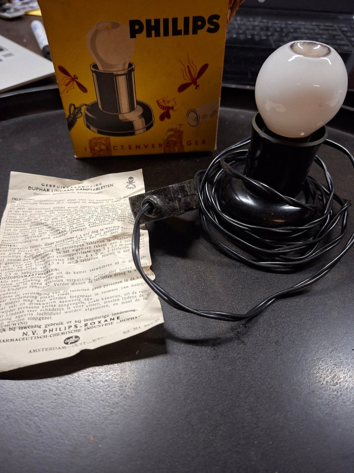 Vintage Philips "Exterminator" insectenlamp(Bakeliet, Jrn 50, Antiek en Kunst, Ophalen of Verzenden