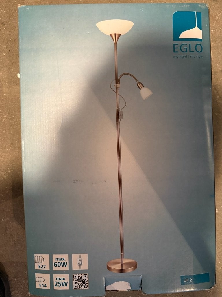 Eglo vloerlamp UP 2 staande lamp met leeslamp brons, Ophalen of Verzenden, Zo goed als nieuw, Glas, 150 tot 200 cm