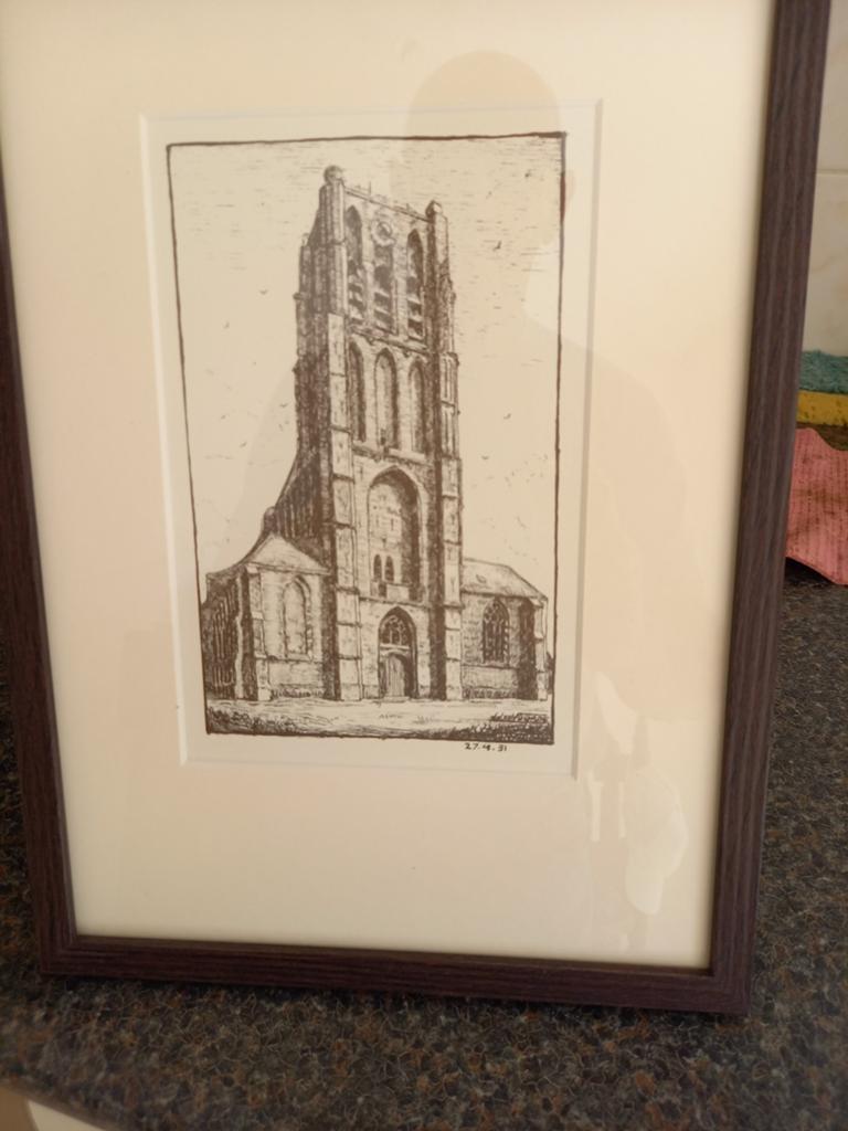 Prachtige repro van de Sint Catharijne kerk van brielle., Antiek en Kunst, Ophalen of Verzenden