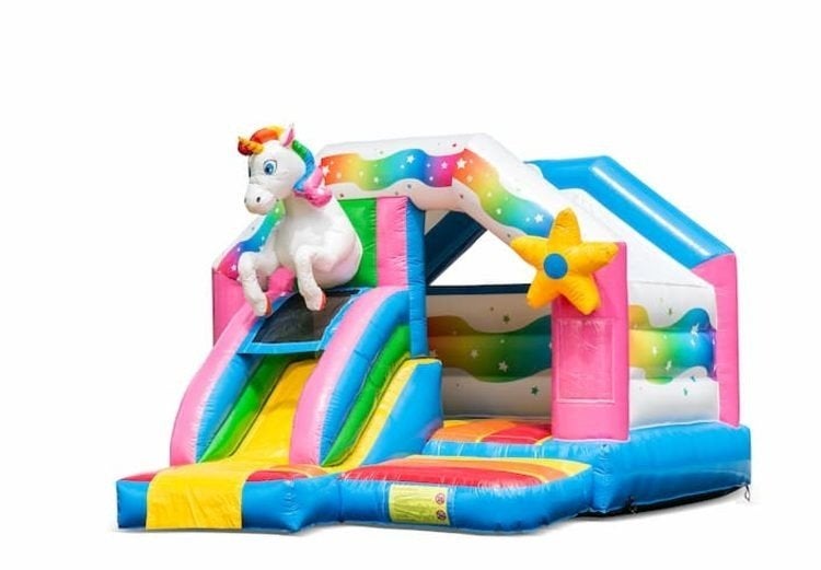 te huur: Slide Combo Unicorn Springkussen, Ophalen of Verzenden, Zo goed als nieuw, Overige