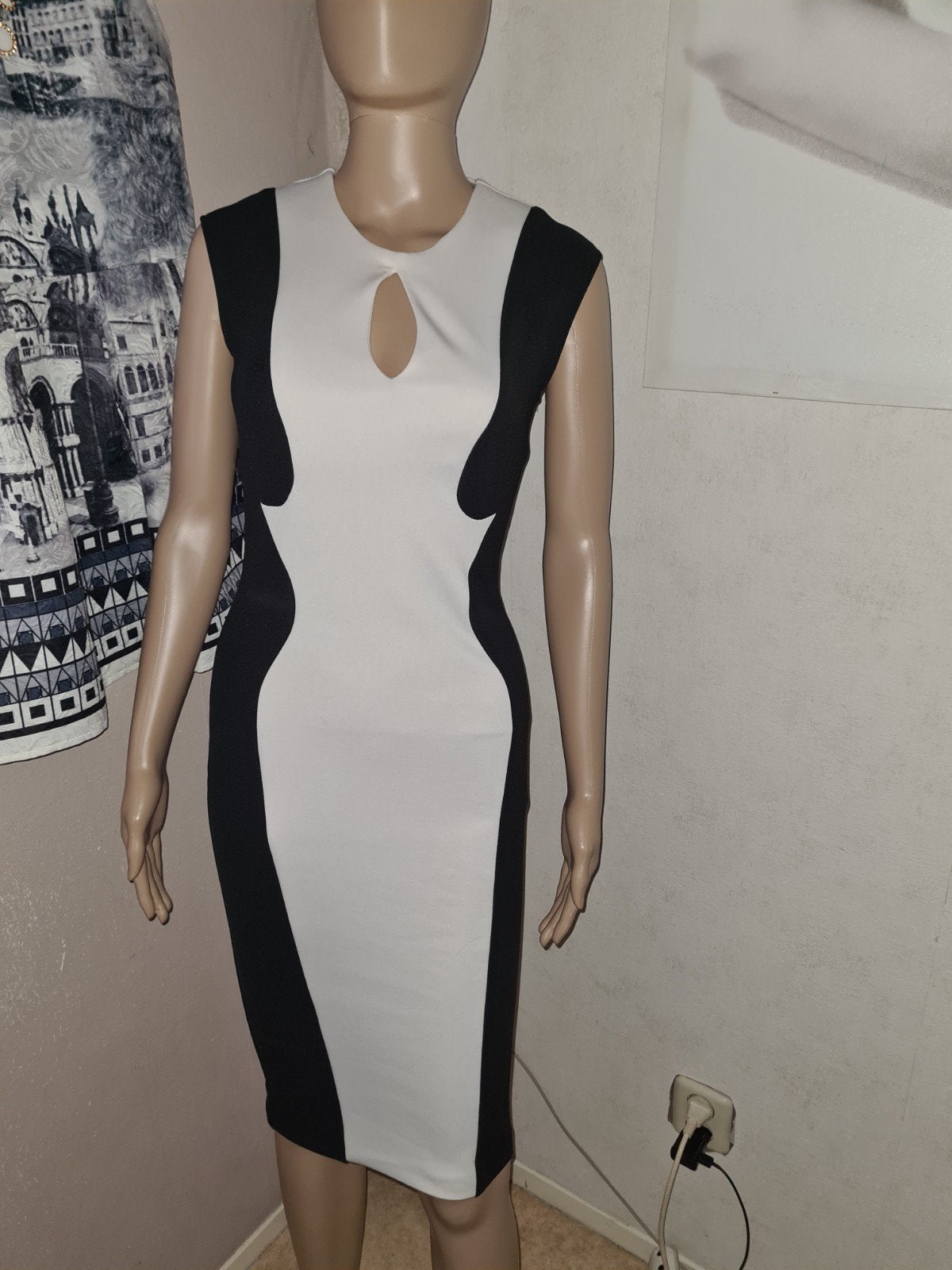 Jane Norman jurk lang zwart wit maat XS/34, Kleding | Dames, Wit, Jane Norman, Ophalen of Verzenden, Zo goed als nieuw