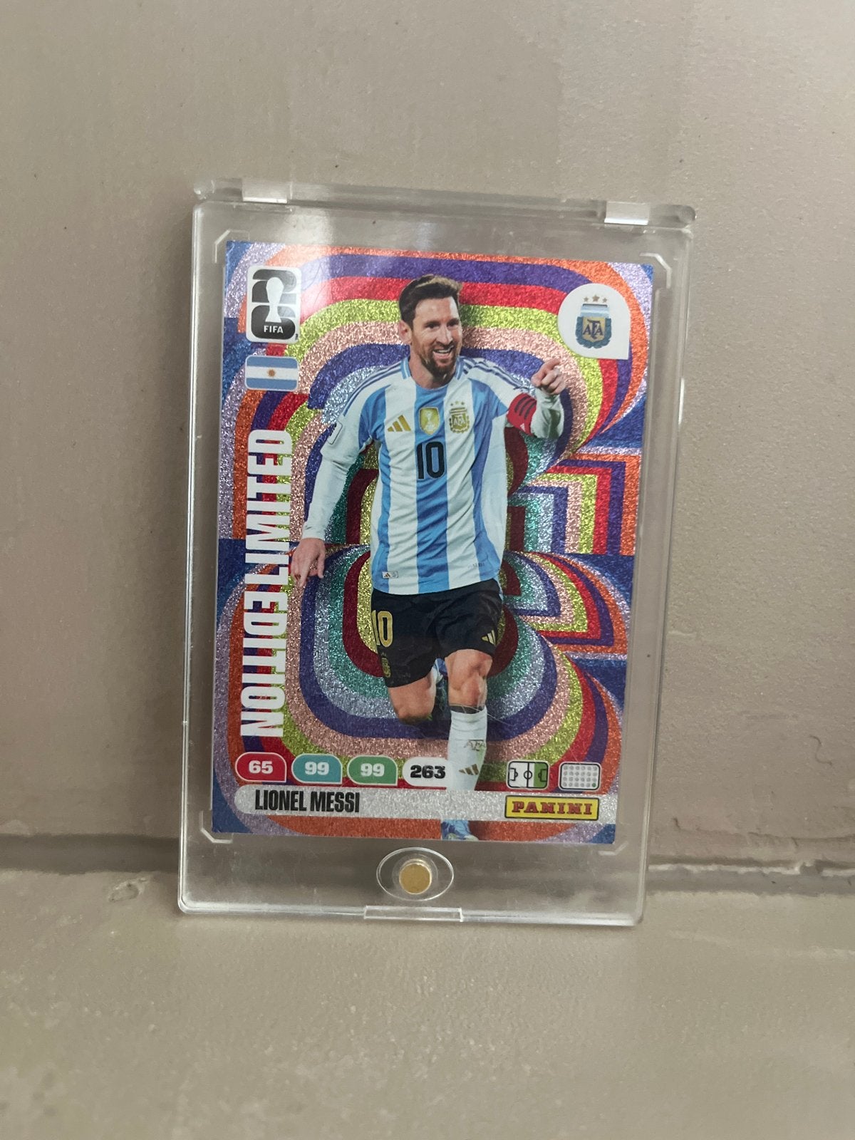 Lionel Messi Panini Adrenalyn XL Limited Edition Kaart, Ophalen of Verzenden, Zo goed als nieuw, Buitenlandse clubs, Spelerskaart