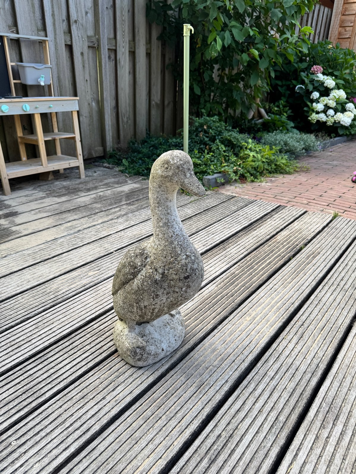 Stenen Tuinbeeld Gans, Ophalen, Gebruikt, Steen, Dierenbeeld