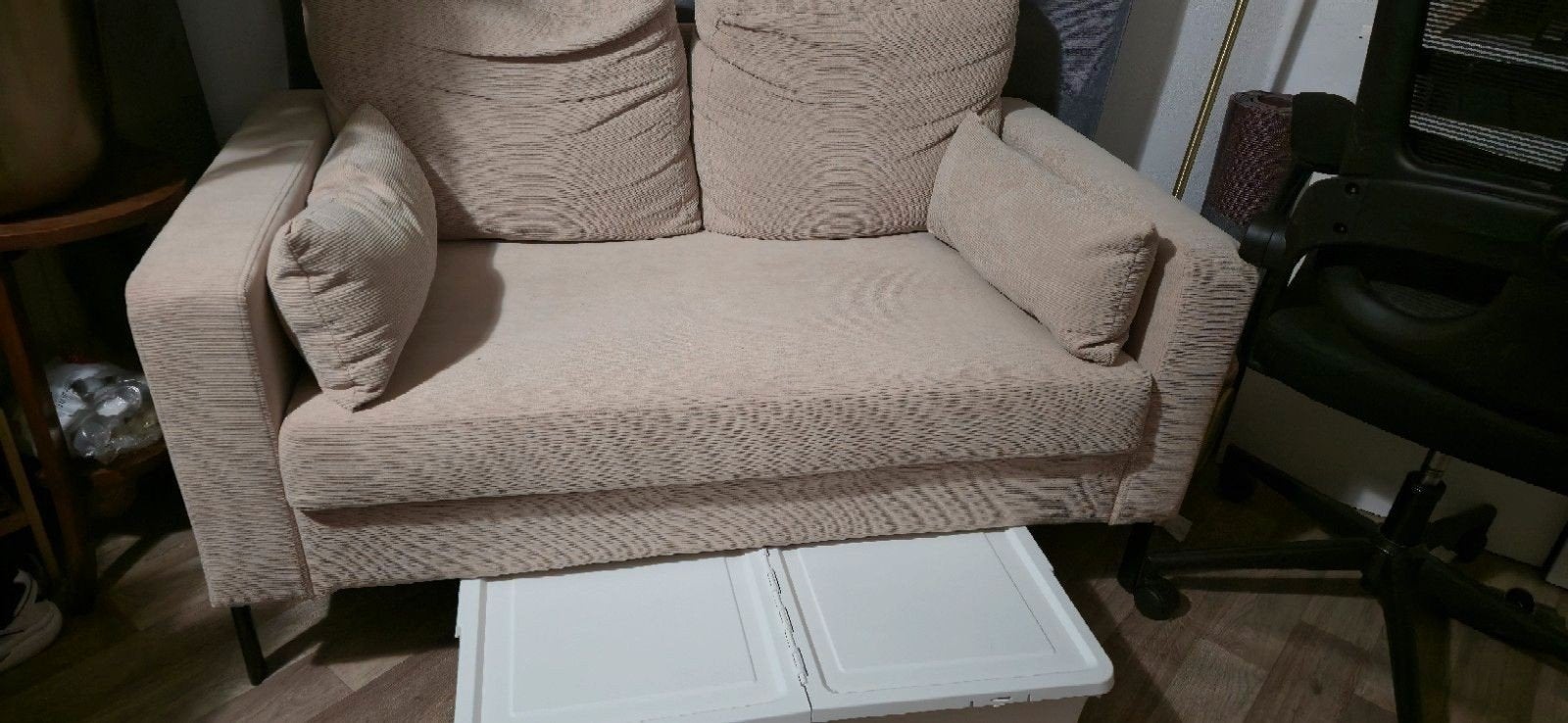 Sweeek Corduroy Beige 2-zits Bank - Gebruikt, Ophalen, Gebruikt, Minder dan 75 cm, Tweepersoons