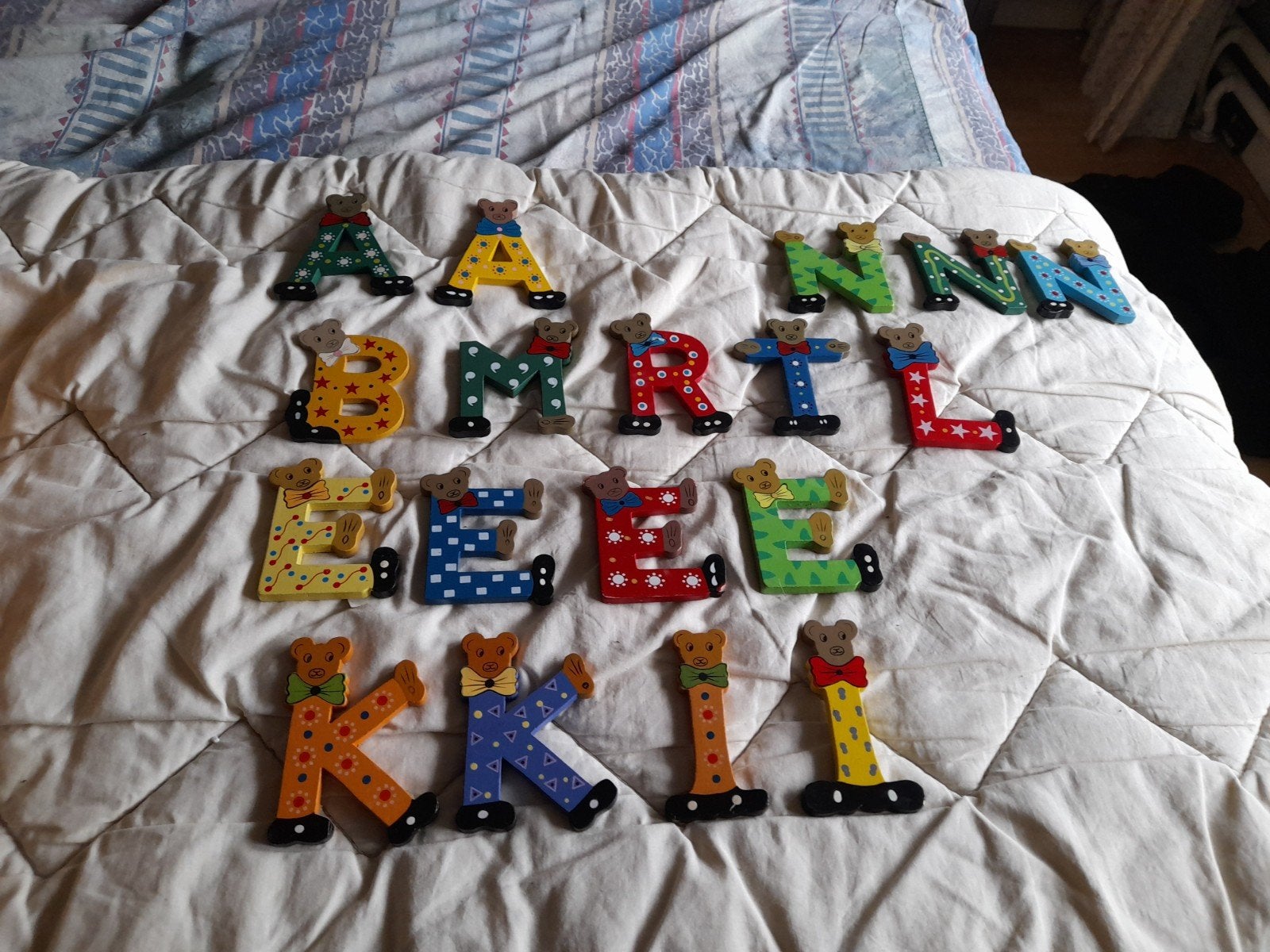 Houten letters met berenmotief - diverse namen, Ophalen of Verzenden, Gebruikt