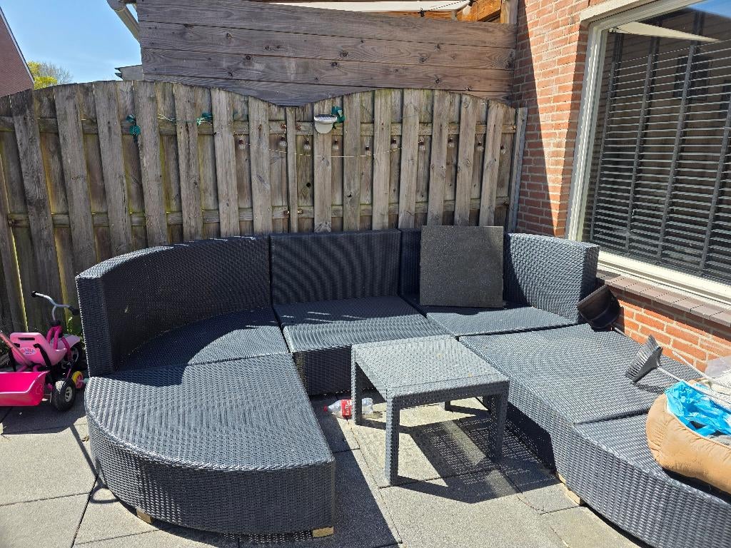 lounge eiland/ hoek set moet Snel weg!, Gebruikt, Rotan, Ophalen of Verzenden, Loungeset