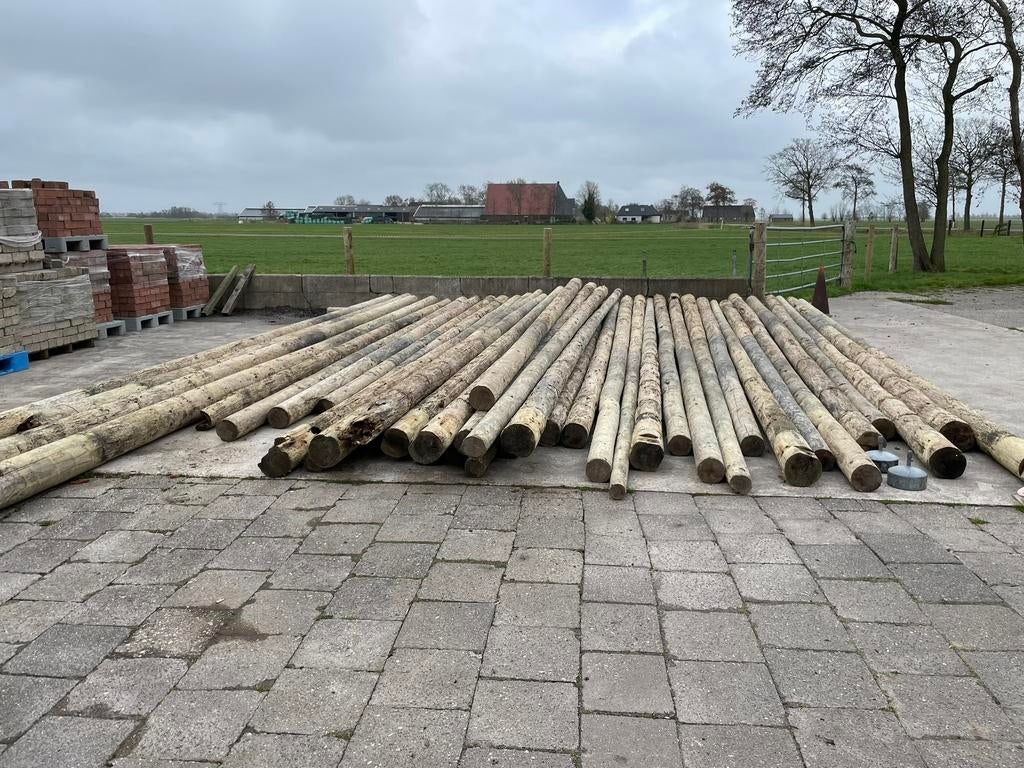Meerpalen balken palen hout, Ophalen, Gebruikt, 250 cm of meer, Palen