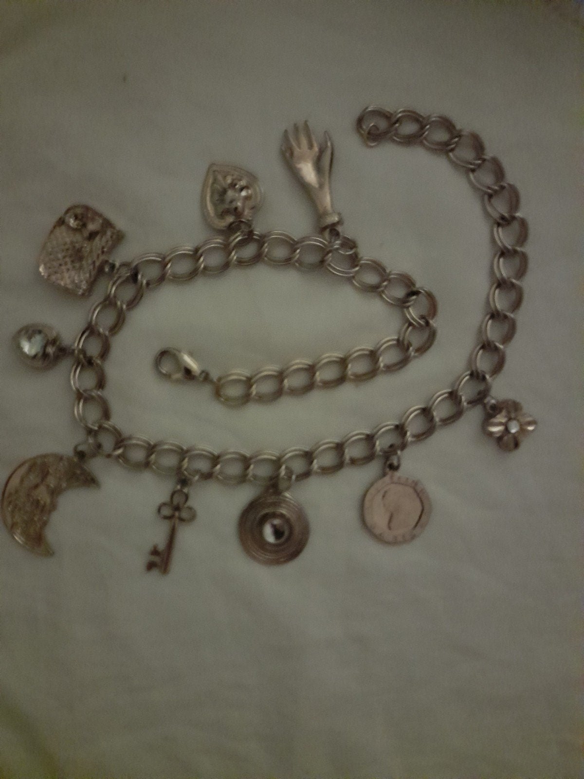 45 cm. lange vergulde ketting incl. de 9 bedels., Ophalen, Goud, Overige materialen