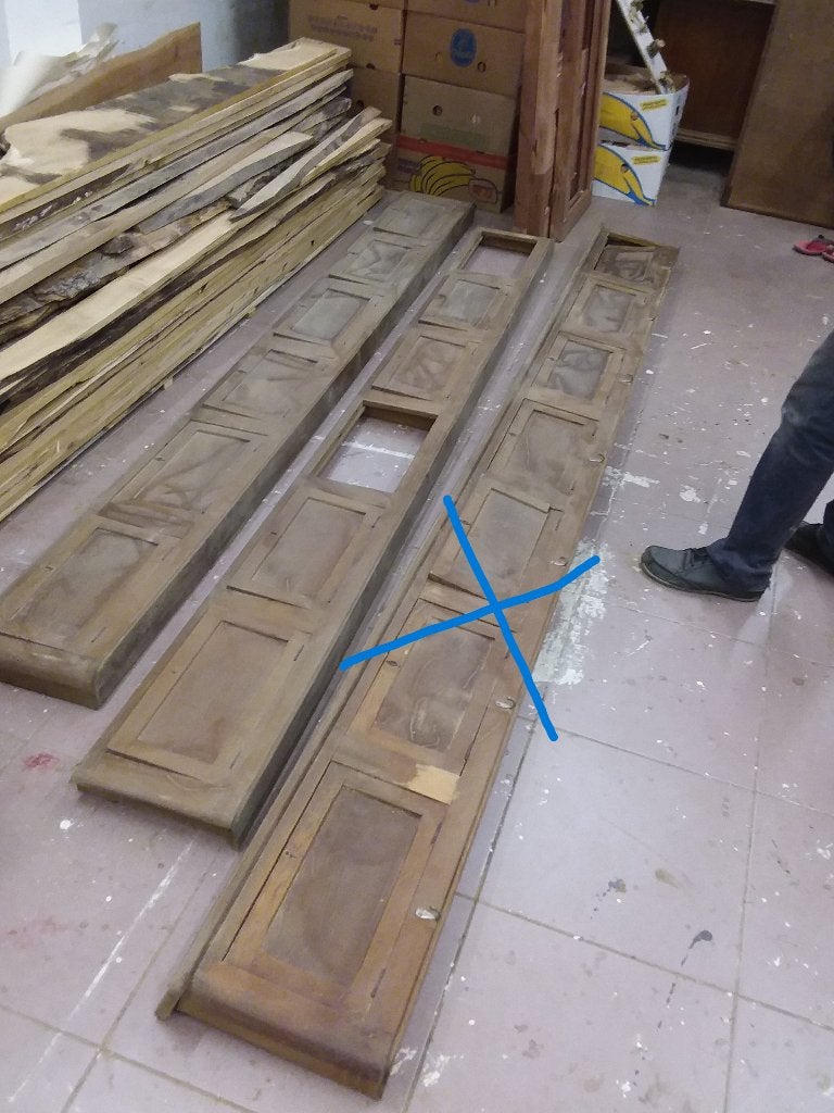 Eikenhouten kastdelen van de achterzijde van een kerkbank, Huis en Inrichting, Ophalen, Minder dan 50 cm, Gebruikt, 200 cm of meer