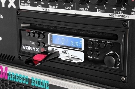 Karaoke, Mobiele geluidset, ST180, CD,MP3,USB,Bluetooth, UHF, Vonyx, Nieuw, Info@marbeco.nl, Complete set