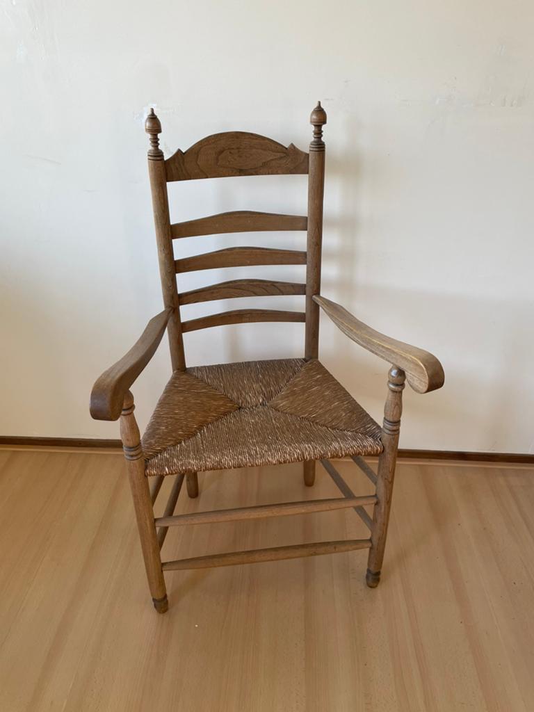 Vintage stoel met rieten zitting boerenstoel knopstoel, Antiek en Kunst, Antiek | Meubels | Stoelen en Banken, Ophalen