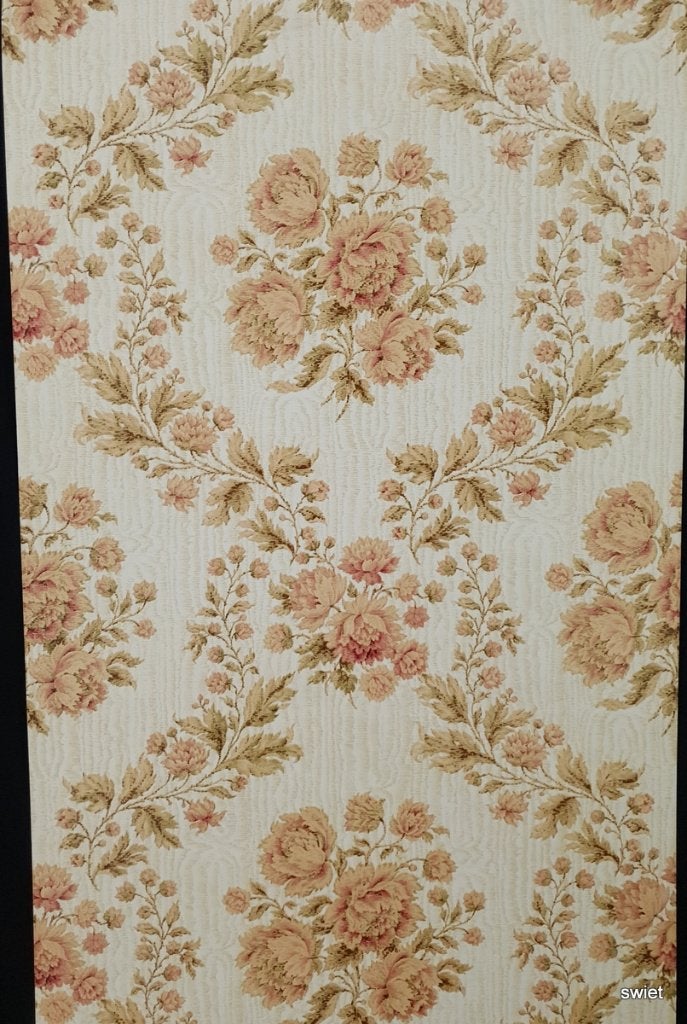 10344 Klassiek vintage bloemenbehang met textiellook swiet, Ophalen of Verzenden, Groen