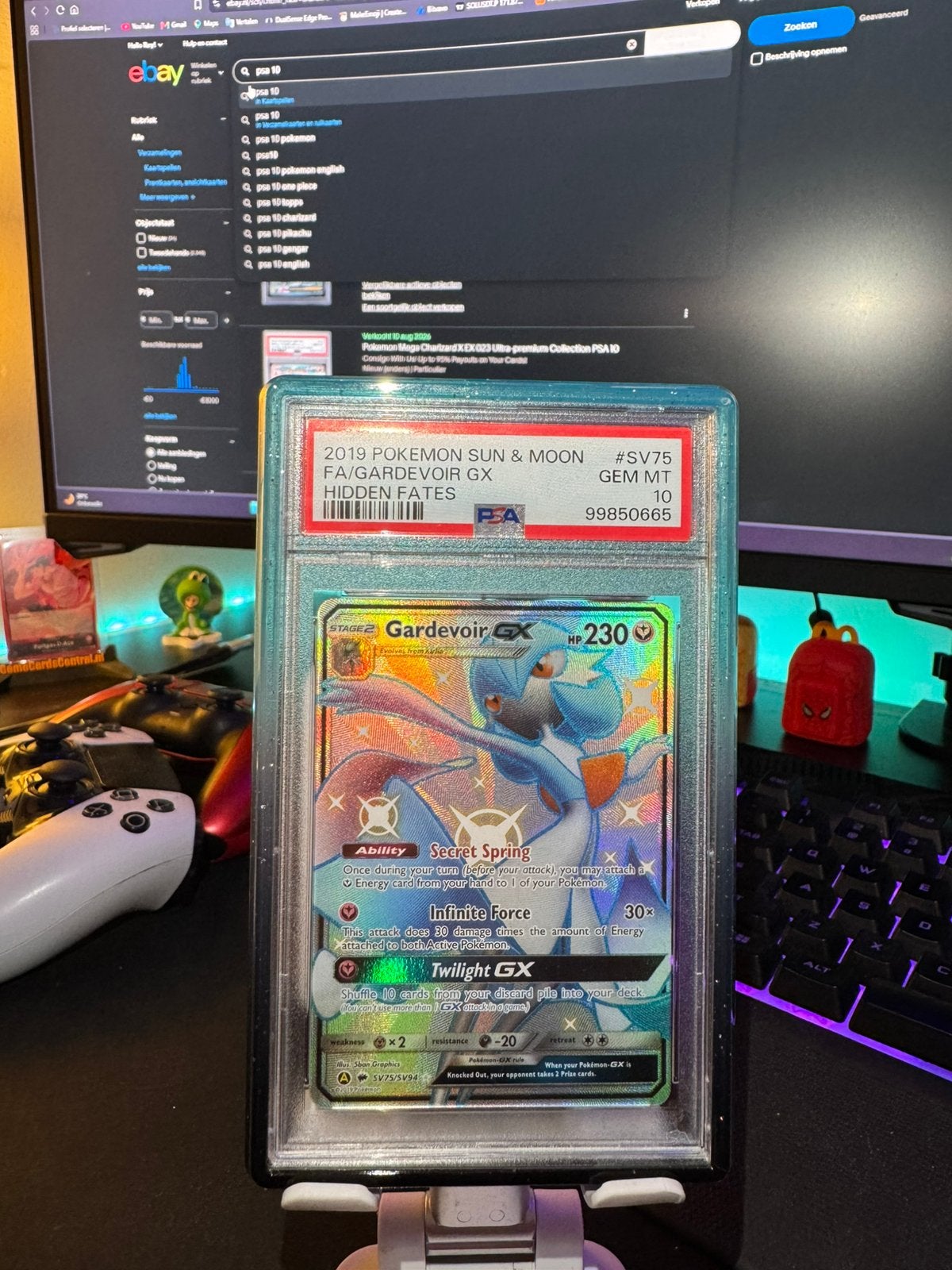 Gardevoir GX PSA 10 #SV75, Ophalen of Verzenden, Zo goed als nieuw, Losse kaart, Foil