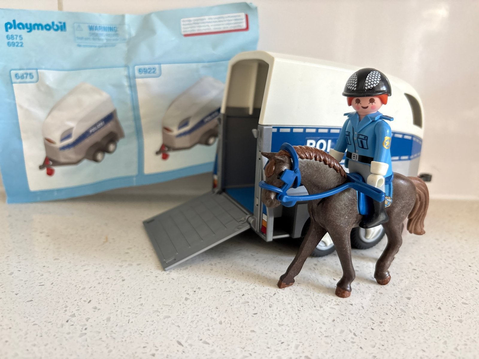 Playmobil Paard trailer bereden politie 6875 6922, Ophalen of Verzenden, Zo goed als nieuw