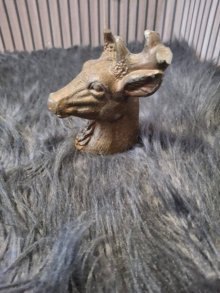 Decoratief hertenkopje - bronskleurig beeldje, Ophalen of Verzenden