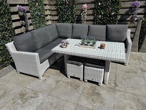 Complete wicker lounge/tuinset inclusief kussens, Ophalen, Bank, Loungeset, Wicker