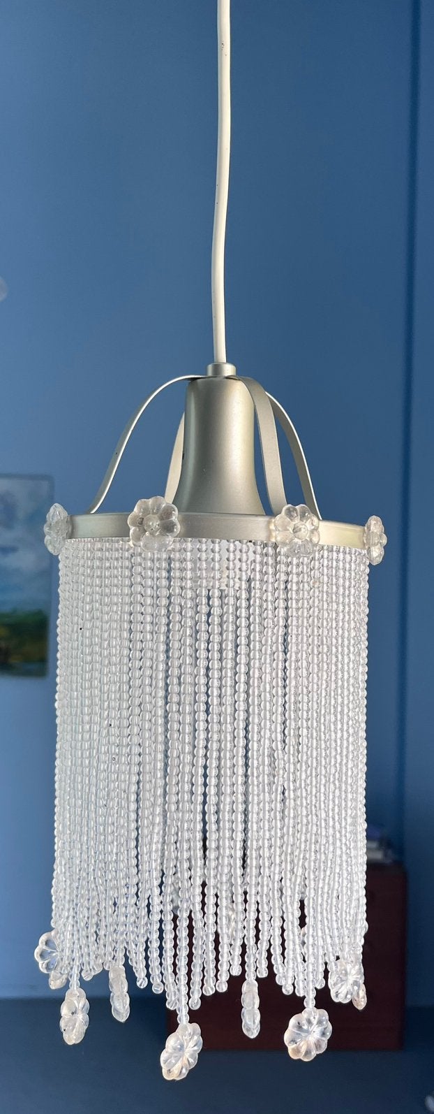 Vintage hanglampje Ikea Söder. Met glaskralen., Huis en Inrichting, Lampen | Hanglampen, Ophalen of Verzenden, Zo goed als nieuw