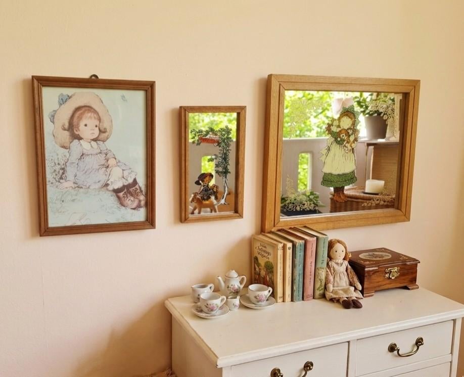 Vintage Set Sarah Kay, Holly Hobbie Schilderij 2 Spiegel, Ophalen of Verzenden, Huis en Inrichting