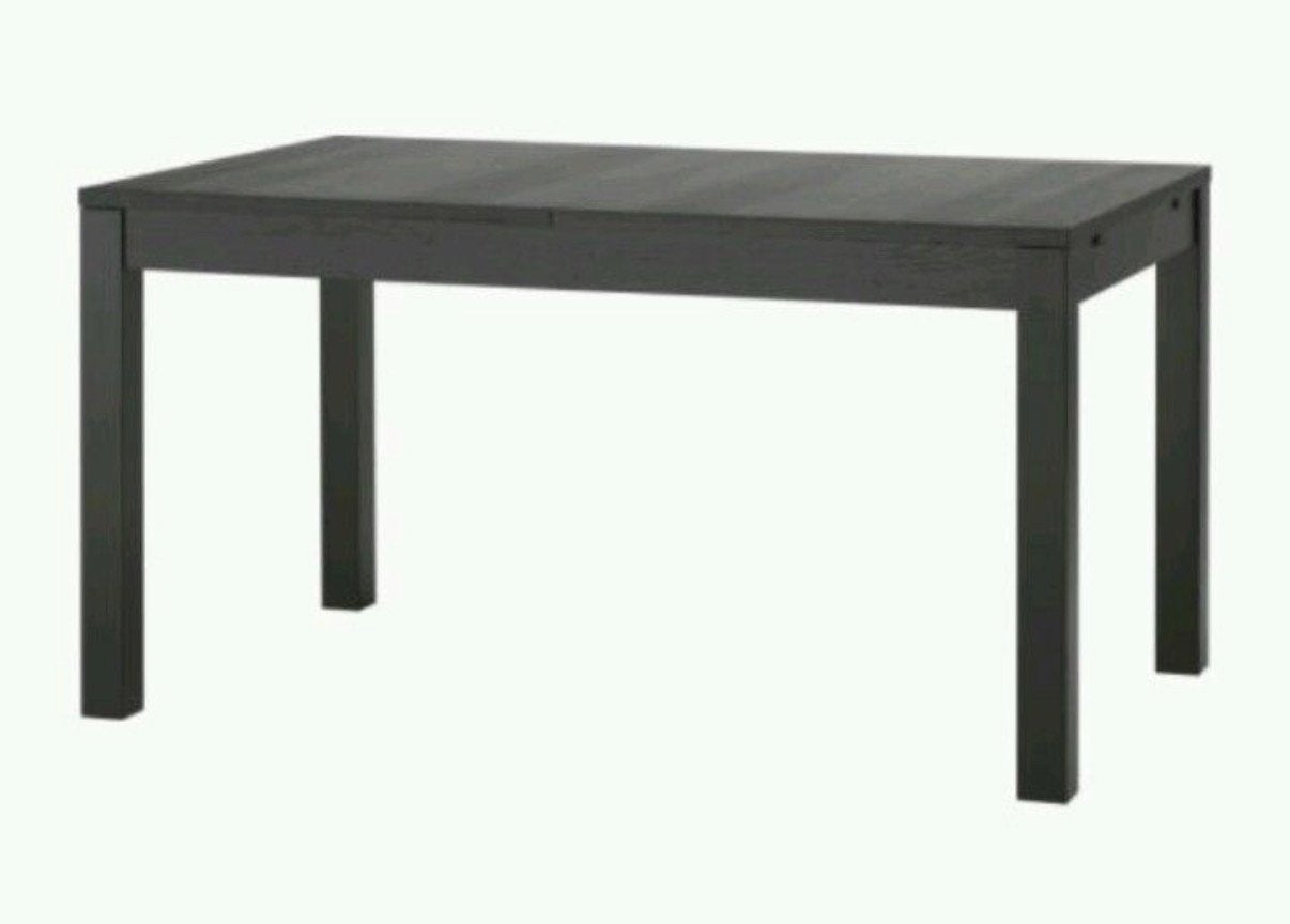 Zwarte IKEA uitschuiftafel 84,5x140 (220) cm, Ophalen, Gebruikt, 200 cm of meer, 50 tot 100 cm