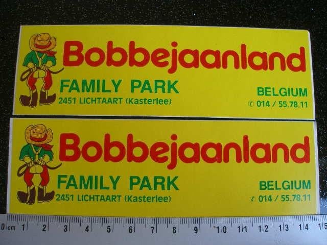 2x sticker family park Bobbejaanland lichtaart cowboy rug, Verzenden, Zo goed als nieuw, Bedrijf of Vereniging