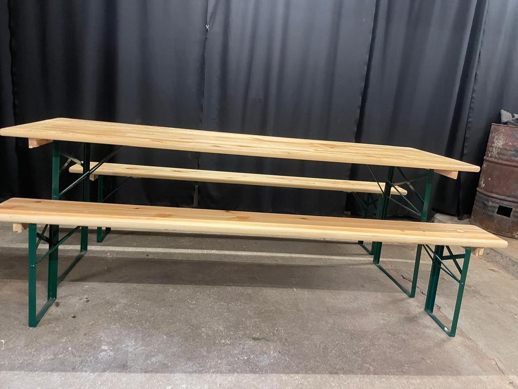 Te Huur; Bierbankset - inklapbare biertafel met 2 banken, Ophalen of Verzenden, Zo goed als nieuw, Hout