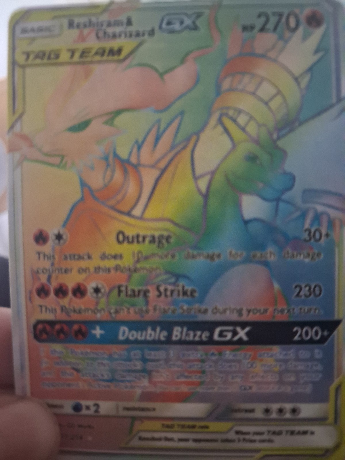 Pokémon Kaart Reshiram & Charizard GX TAG TEAM (Foil), Ophalen of Verzenden, Zo goed als nieuw, Losse kaart, Foil