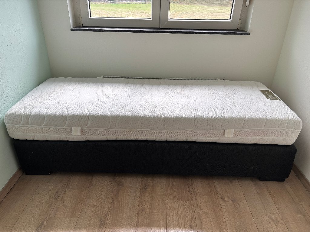 Boxspring 80x210 cm met Gold Pocket Deluxe Visco matras, Ophalen, Gebruikt, Eenpersoons, 80 cm