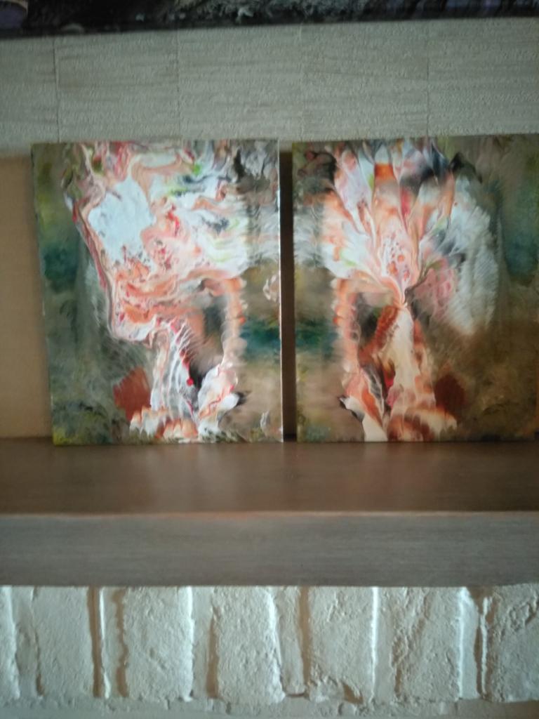 Abstract tweeluik elk 20x25cm, Ophalen