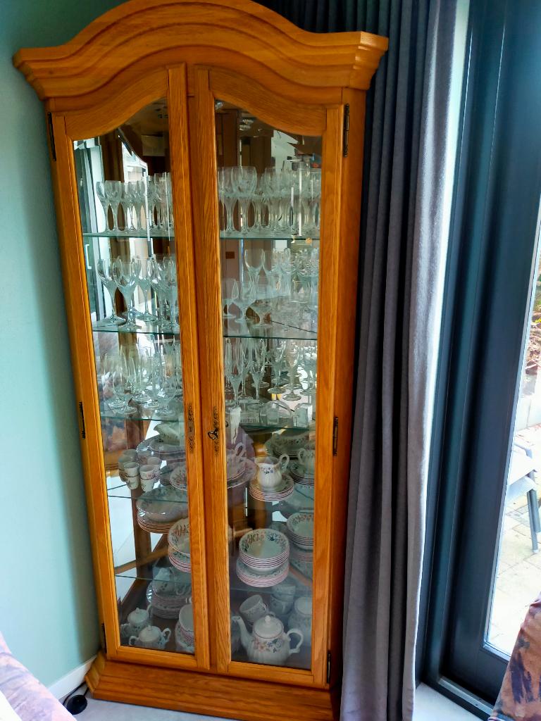 Spiegelkast glas, Huis en Inrichting, Ophalen, Gebruikt, Eikenhout, 50 tot 100 cm