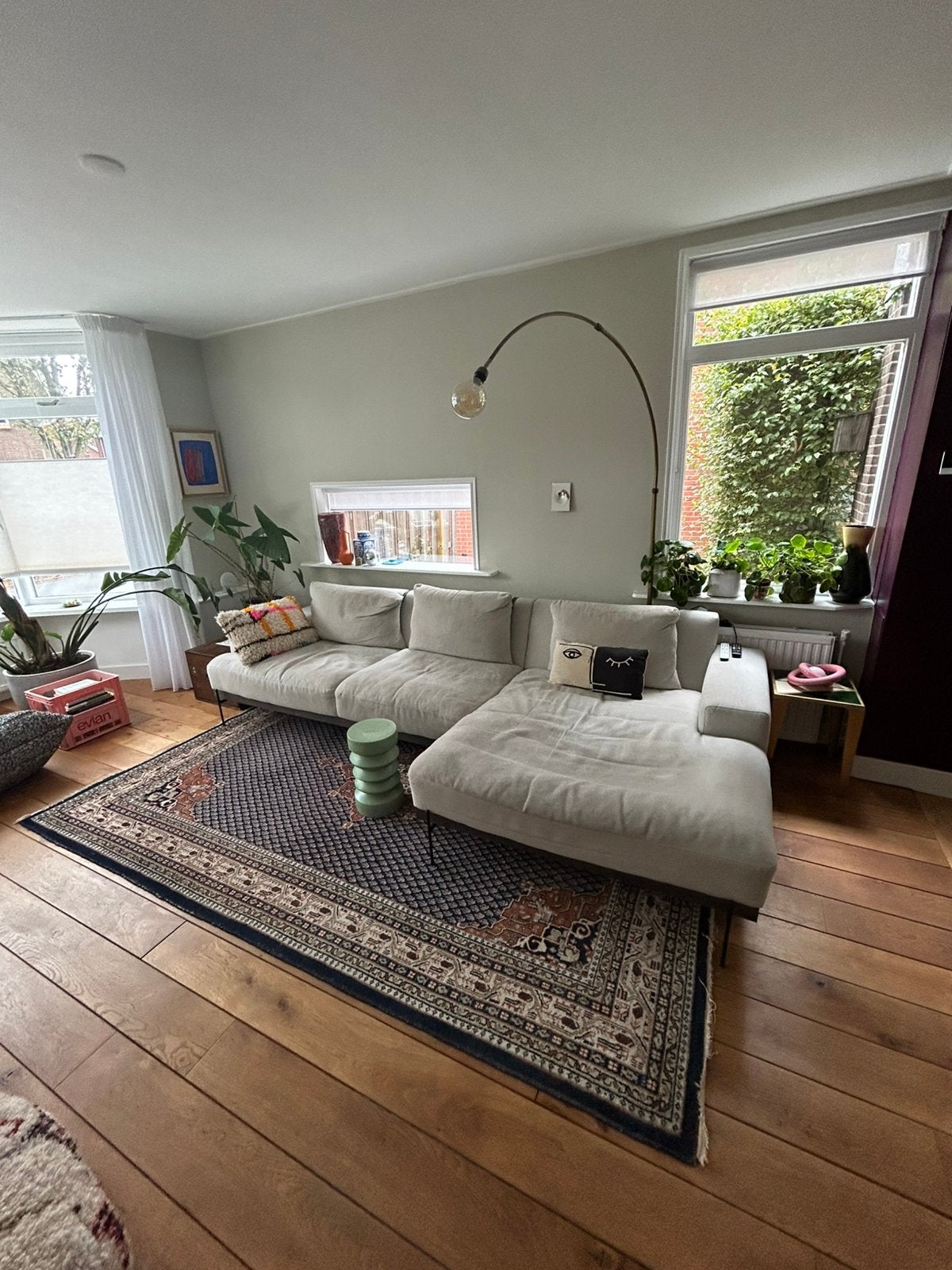 GRATIS: beige hoekbank, Ophalen, Gebruikt, Stof, Modern