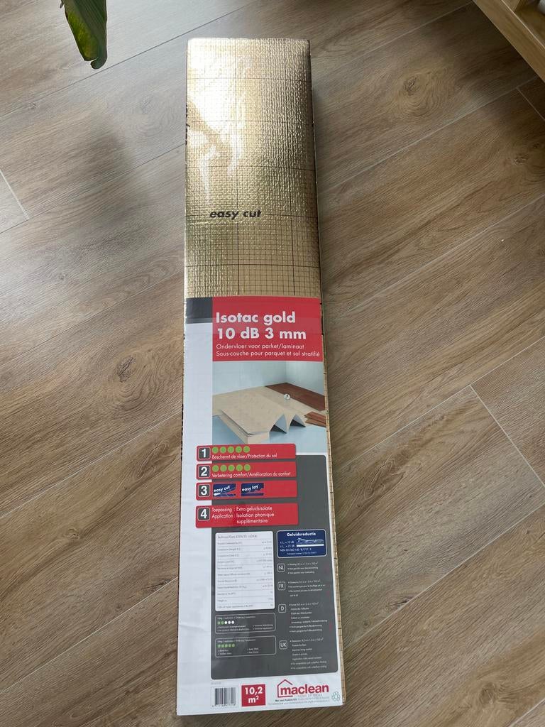 Isotac Gold ondervloer 10 dB 3 mm - 10,2 m², Kunststof, Overige typen, Zo goed als nieuw, 10 m² of meer